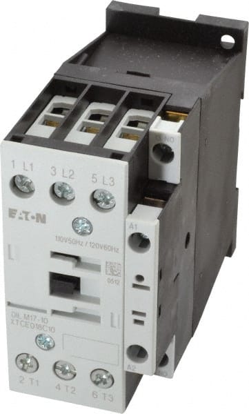 Eaton Cutler-Hammer XTCE018C10A IEC Contactor: 3 Poles, 18 A Load Amps-Inductive, 40 A Load Amps-Resistive, NO 