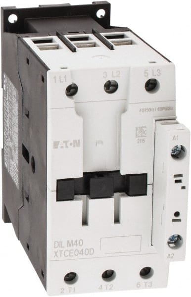 Eaton Cutler-Hammer XTCE040D00C IEC Contactor: 3 Poles, 40 A Load Amps-Inductive, 60 A Load Amps-Resistive 