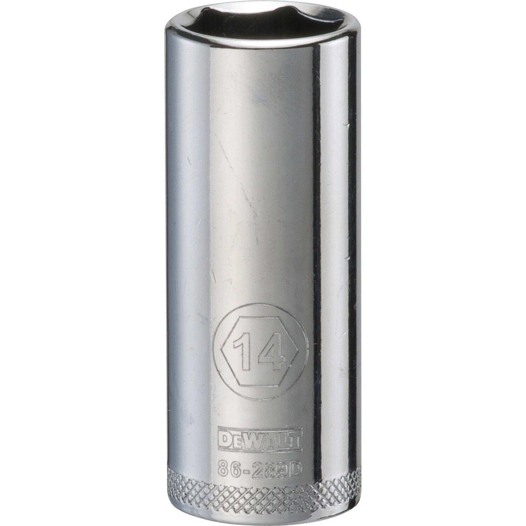 DeWALT Deep Hand Socket: 1/4" Drive, 14.00 mm Socket, 6-Point - Chrome Finish | 4-Pack | Part #DWMT86289OSP
