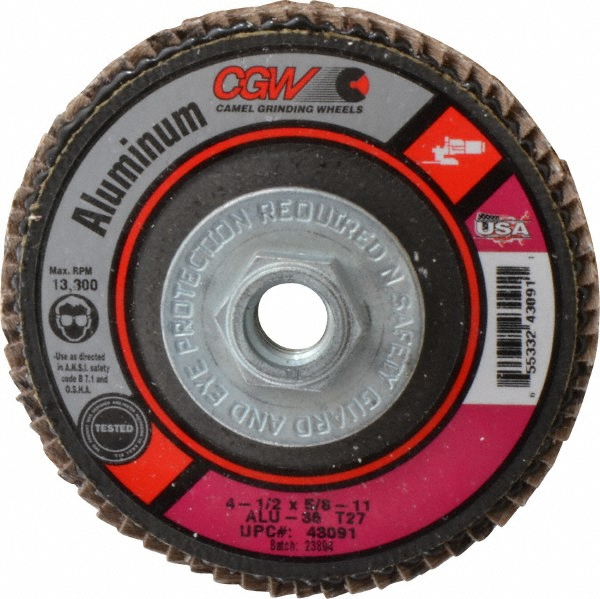 CGW Abrasives 41/2" 36 Grit 5/811 Center Hole Type 27 Aluminum