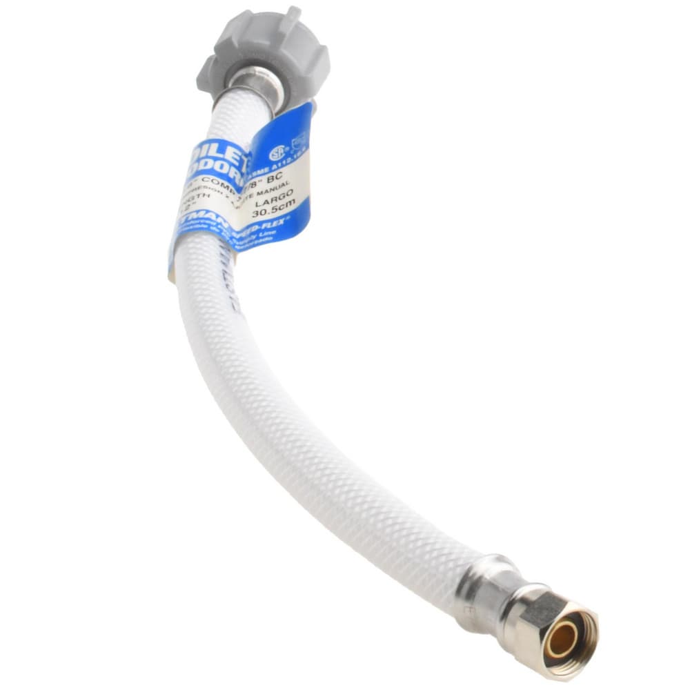 3/8" Compression Inlet, 7/8" Ballcock Outlet, Reinforced PVC Closet Supply Line