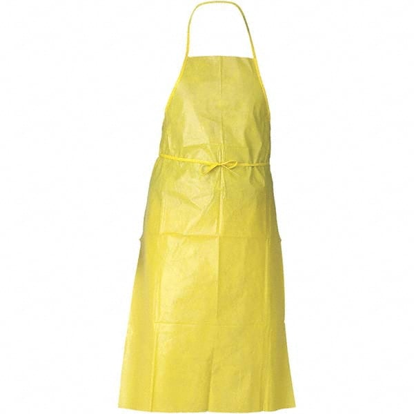KleenGuard 97790 Chemical Resistant Bib Apron: Chemical-Resistant, Size Universal, 1.5 mil Thick, Yellow, Neck & Ties 