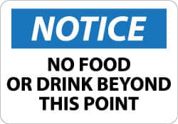 Security & Admittance Sign: Rectangle, "Notice, NO FOOD OR DRINK SIGN"