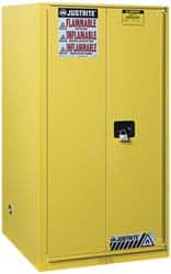 Justrite. 896010 Standard Cabinet: Manual Closing, 5 Shelves, Yellow 