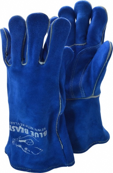 Welding Gloves: Memphis® Size X-Large, Leather, Pair, for General Welding - Blue, 13" OAL