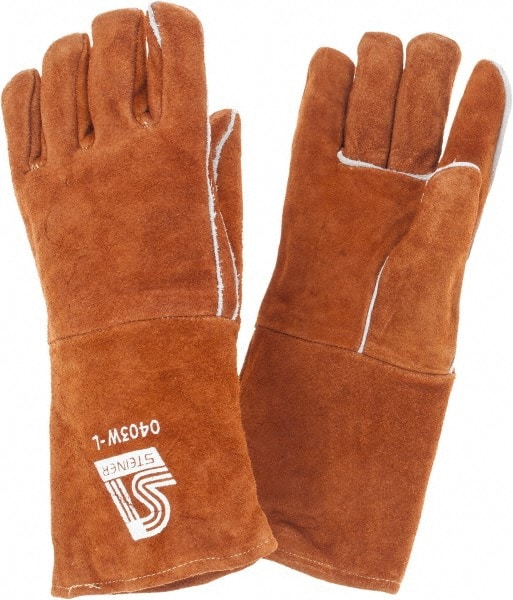 Size L Wool Lined Cowhide Heat Resistant Glove