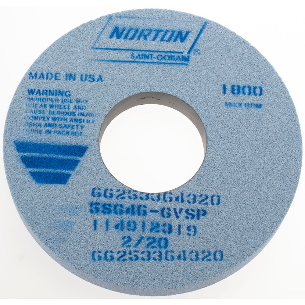 Norton 66253364320 Surface Grinding Wheel: 14" Dia, 1-1/2" Thick, 5" Hole, 46 Grit, G Hardness Image