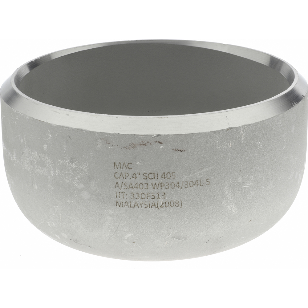 Pipe End Cap: 4", 304L Stainless Steel - Butt Weld x Butt Weld