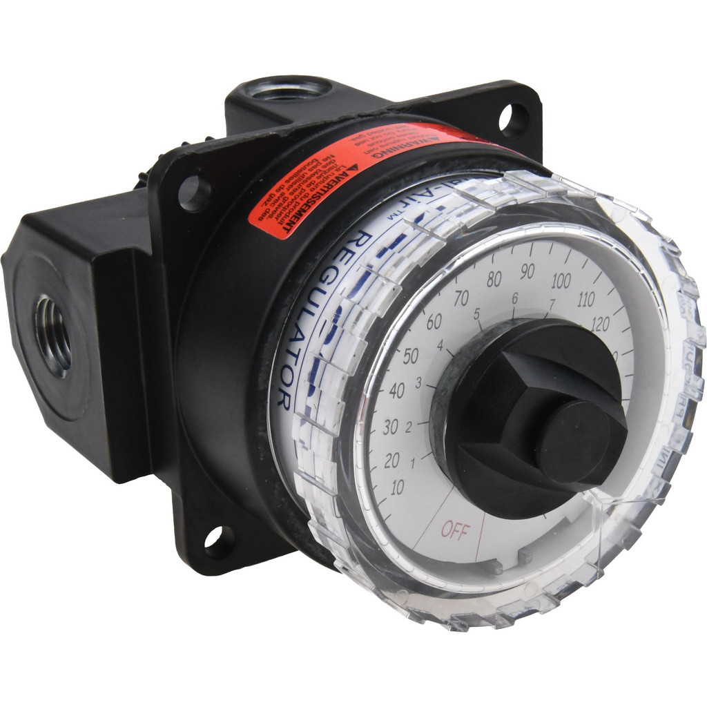 Wilkerson Compressed Air Regulator: 1/4" NPT, 300 Max psi, Dial Air - 117 CFM, 3" OAW, 4.09" OAH | Part #R21-02-000