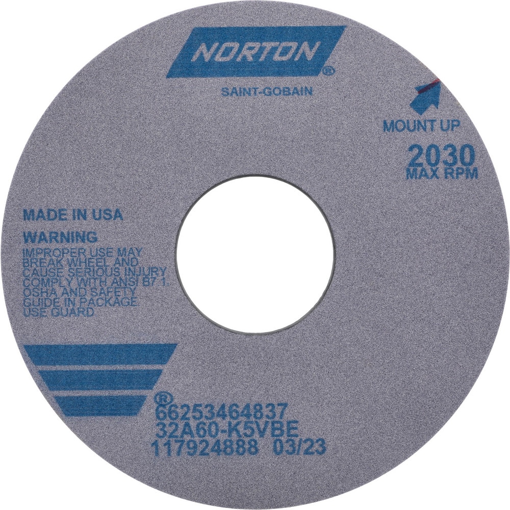 Type 1 Centerless & Cylindrical Grinding Wheel: 16" Dia, 1" Wide, 5" Hole