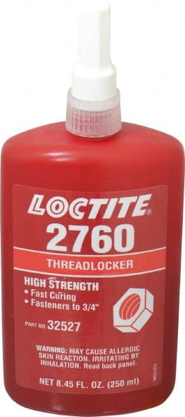 LOCTITE 303442 Threadlocker: Red, Liquid, 250 mL, Bottle 