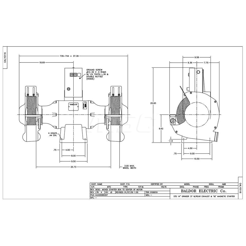 Wheel Width, 5 hp Grinder - 09010455 