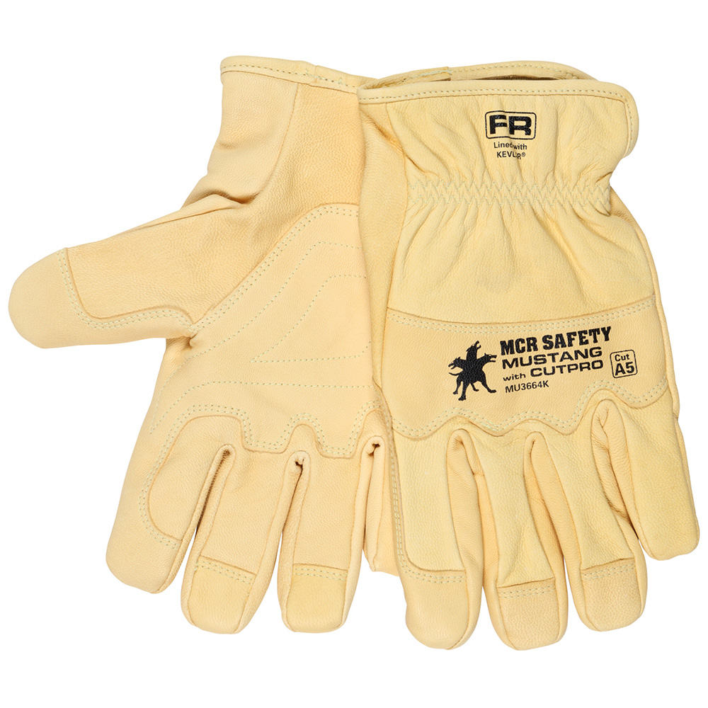 MCR Safety Mustang HiDex Leather DriversUtility Work Gloves, Kevlar