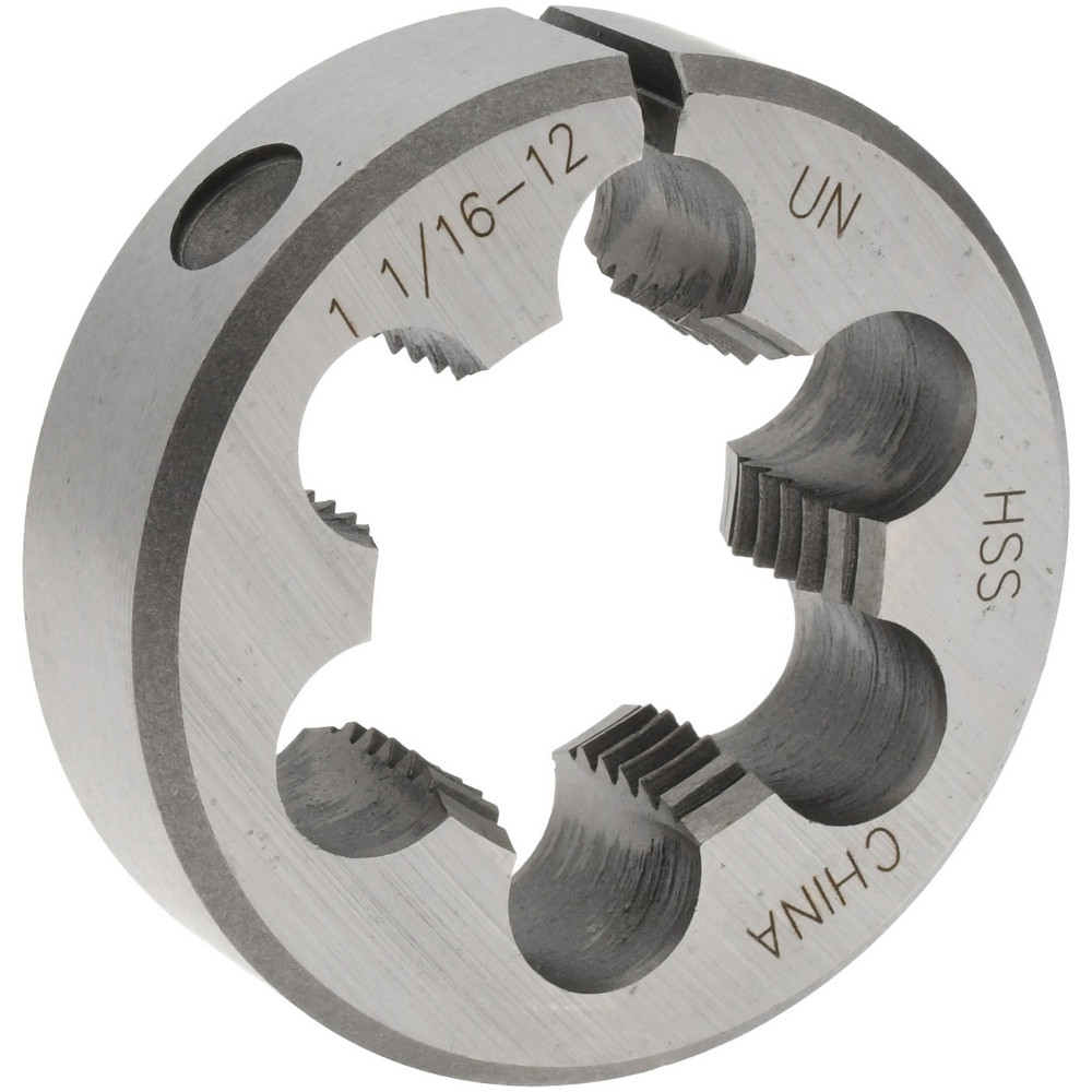 Round Die: 1-1/16-12, 2" OD, High Speed Steel