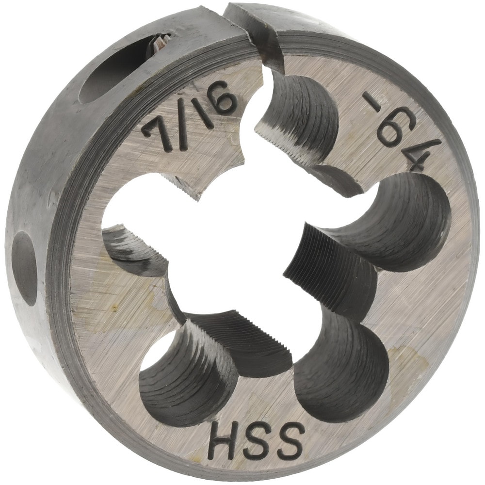 Round Die: 7/16-64, 1" OD, High Speed Steel