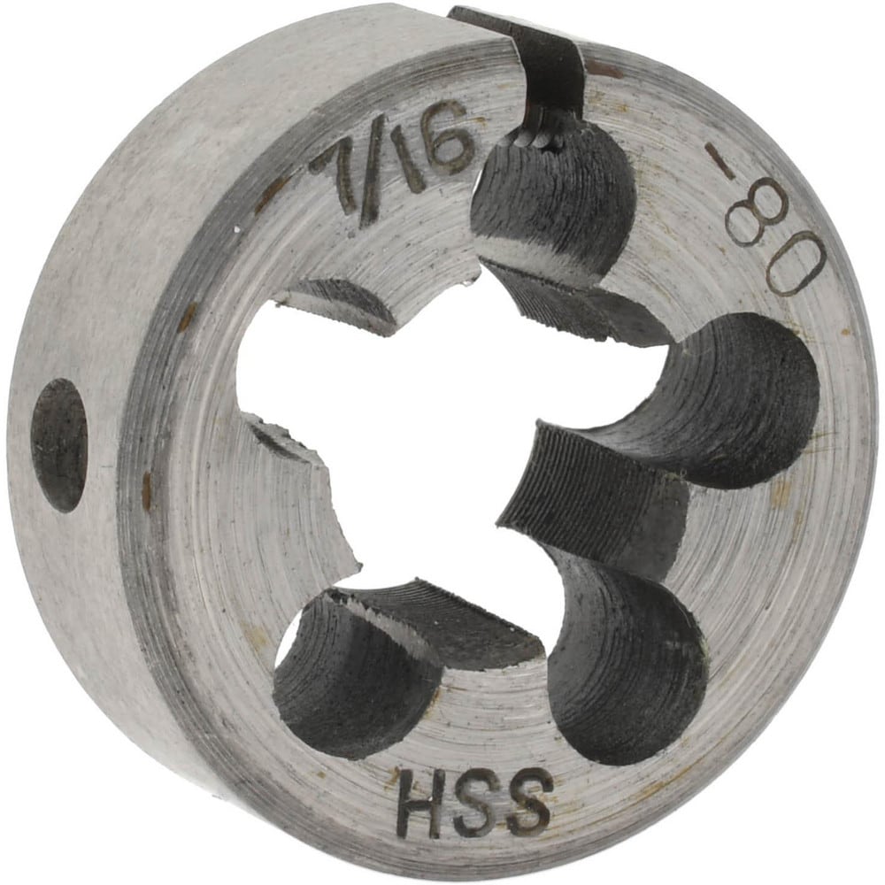 Round Die: 7/16-80, 1" OD, High Speed Steel
