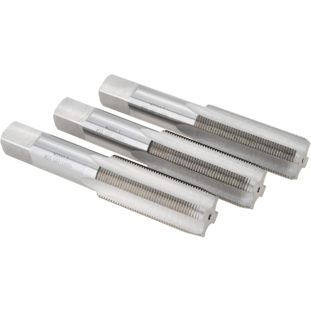 Tap Set: Metric Fine, 4 Flute, High Speed Steel, Bright Finish