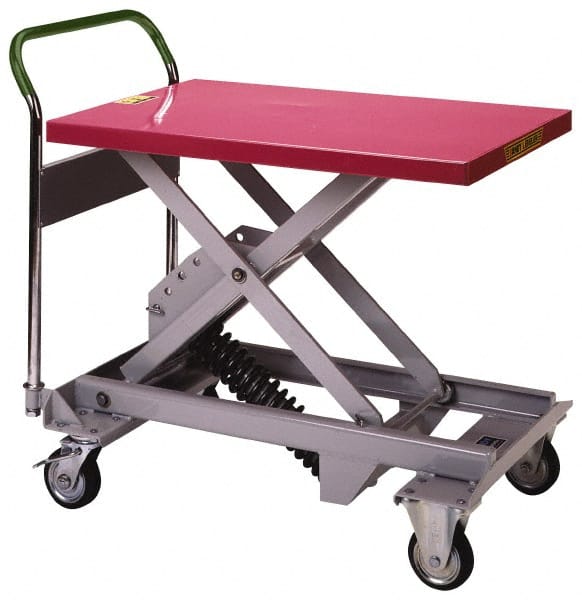 Mobile Hand Lift Table: 330 lb Capacity, 11" Lift Height, 18" Platform Width, 28.4" Platform Length