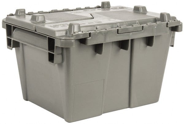 Orbis FP08 GREY Polyethylene Attached-Lid Storage Tote: 40 lb Capacity 