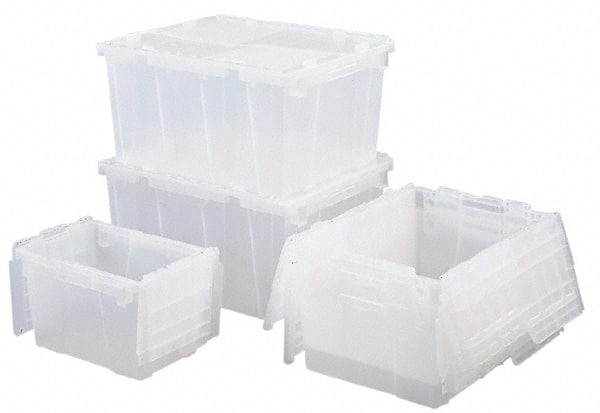 Orbis FP182 CLEAR Polypropylene Attached-Lid Storage Tote: 70 lb Capacity 
