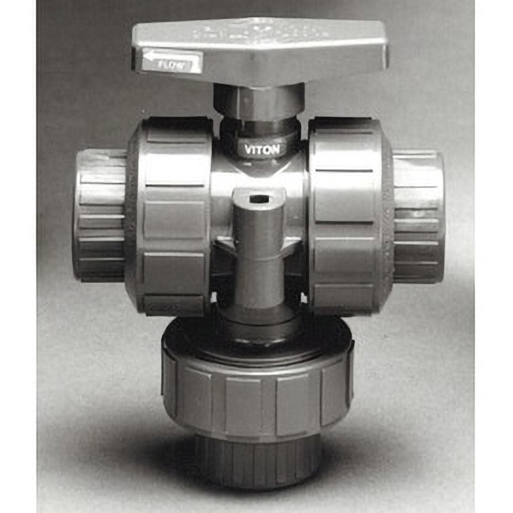 Plast-O-Matic TMBV100EPT-PV True Union Manual Ball Valve: 1" Pipe, Full Port Image