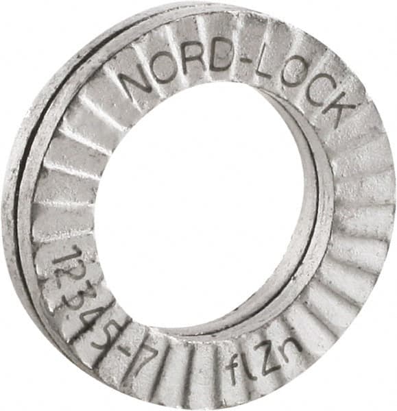 Nord-Lock 1219 Wedge Lock Washer: 0.43" OD, 0.2604" ID, Steel, EN 1.7182, Zinc-Plated 