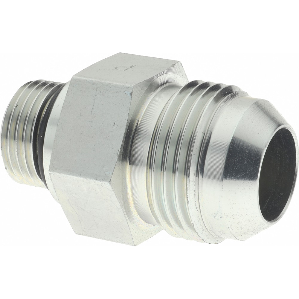 Steel Flared Tube Straight Thread Connector: 3/4" Tube OD, 3/4 Thread, 37 ° Flared Angle