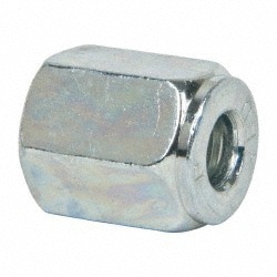 Flareless Bite-Type Tube Nut: 7/16-20, 1/4" Tube OD, 9/16" Hex, Steel