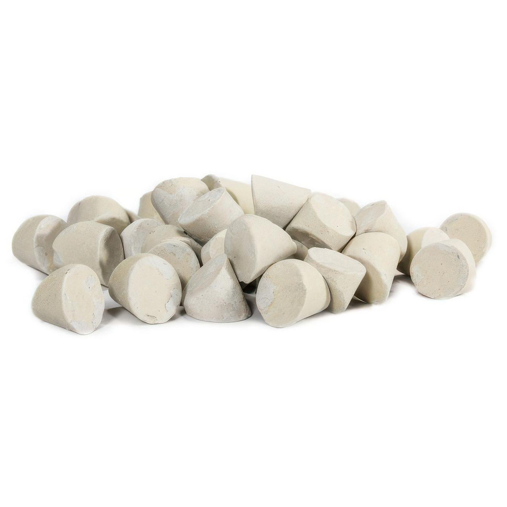 Raytech Cylinder Tumbling Media: Ceramic Carrier, 5/8" Long, 5/8" High - V Edge, Wet Operation | Part #41-340