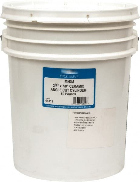 Raytech 41-319 Cylinder Tumbling Media: Ceramic Carrier, Aluminum Oxide Abrasive, 3/8" Long, 7/8" High 