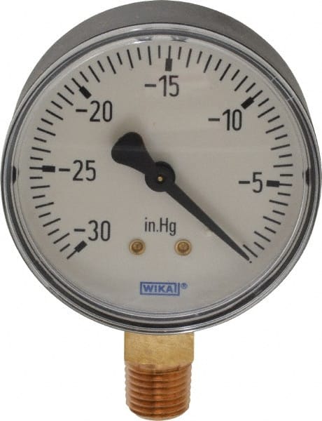 Pressure Gauge: 2-1/2" Dial, 0 to 30 psi, 1/4" Thread, NPT, Lower Mount