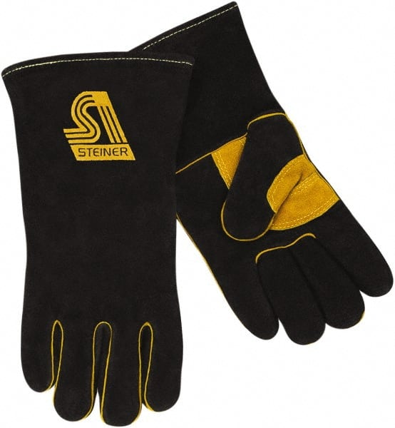 Steiner 2619B-L Welding Gloves: Size Large, Cowhide Leather, Stick Welding Application 