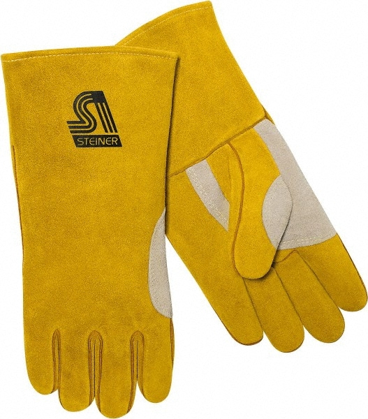 Welding Gloves: Size Large, Cowhide Leather, Stick Welding Application