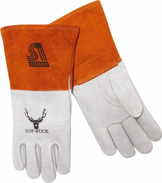 Welding Gloves: Size Large, Deerskin Leather, MIG Welding Application