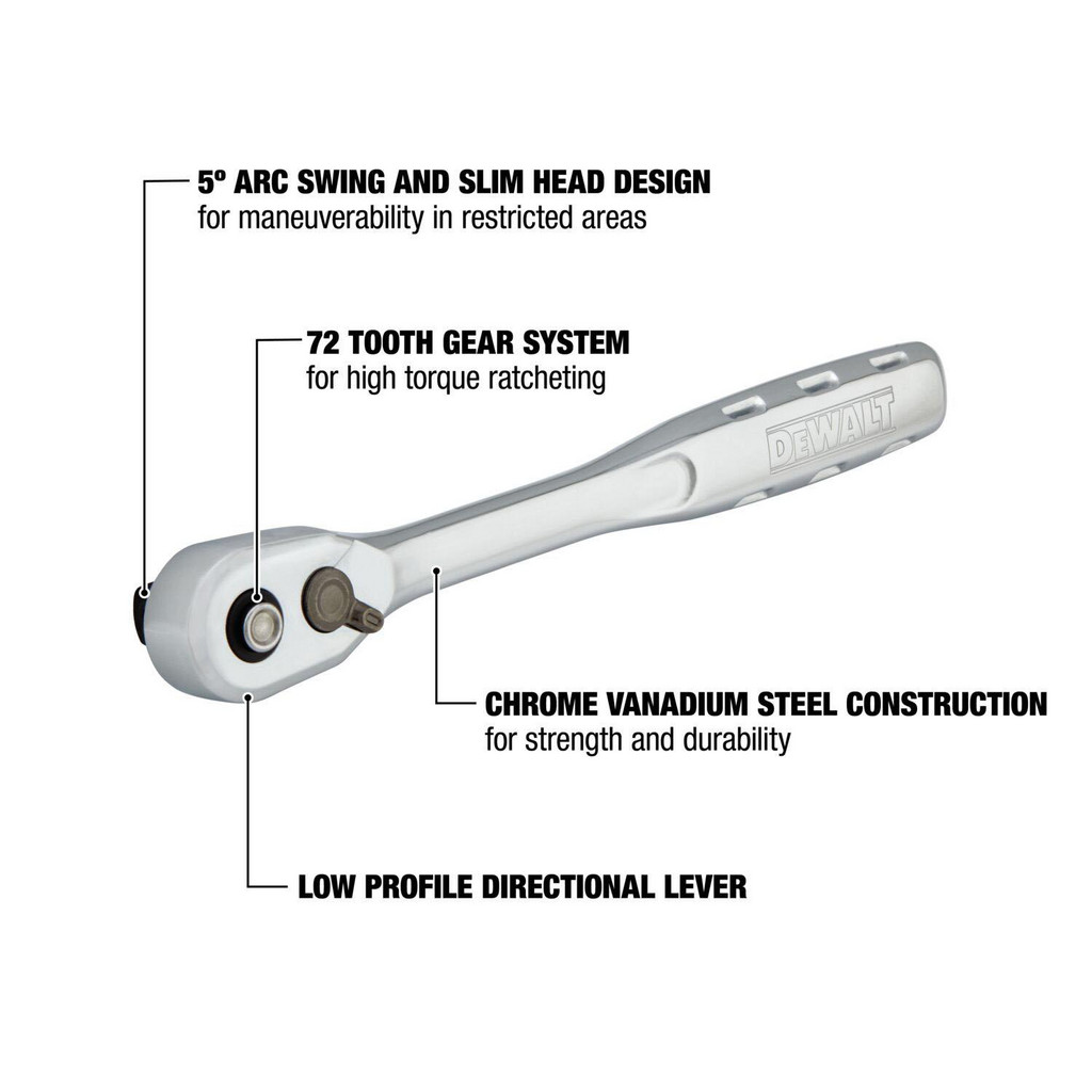 Devon Rachet Tool DeWALT - Ratchets; Tool Type: Quick-Release Ratchet; Drive Size: 1/2 ...