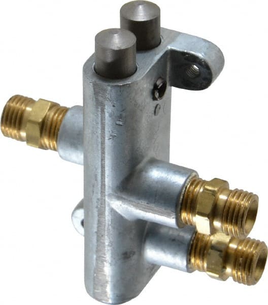 Mechanically Operated Valve: 4-Way, Plunger Button/Spring Actuator, 1/4" Inlet, 1/4" Outlet, 4 Position