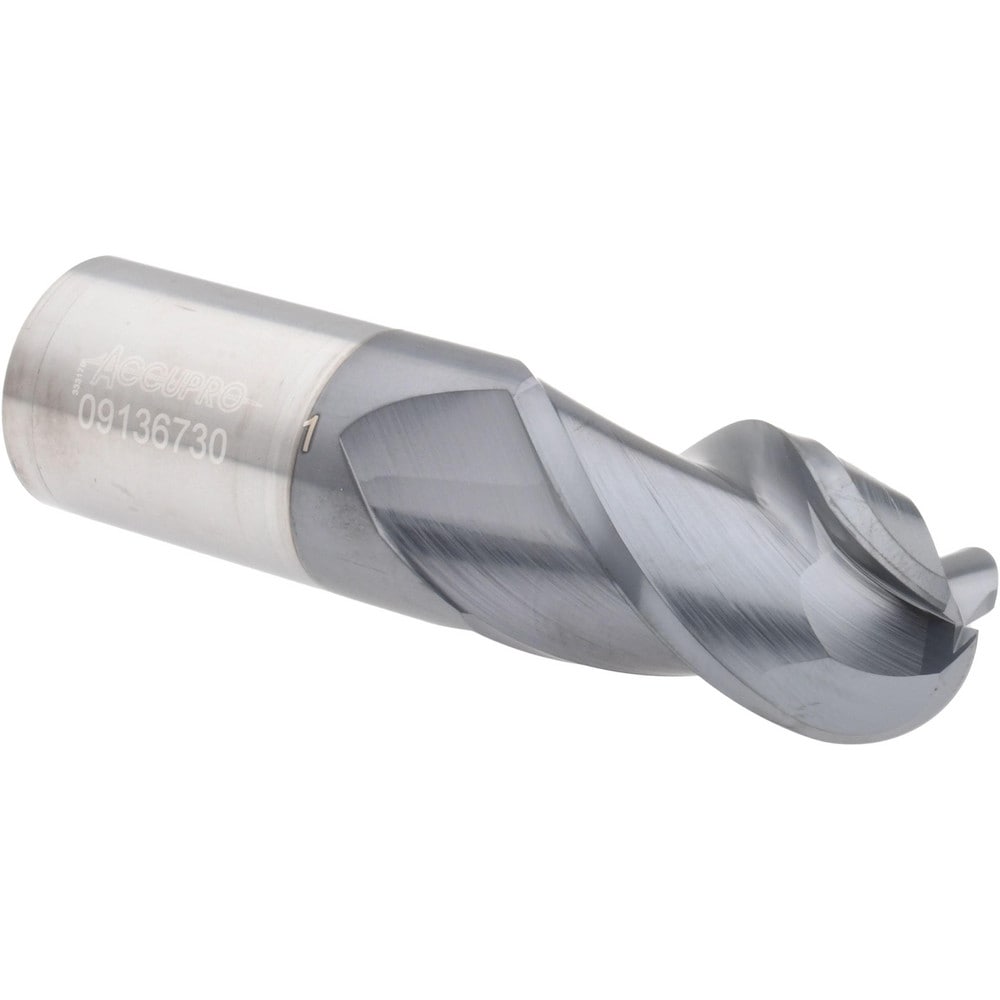 Ball End Mill: 1" Dia, 1.75" LOC, 3 Flute, Solid Carbide