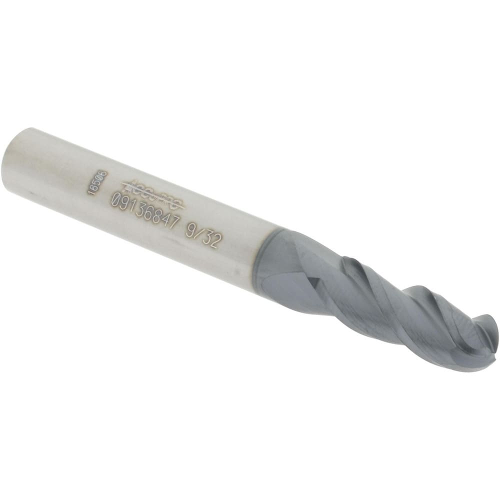 Ball End Mill: 0.2813" Dia, 0.75" LOC, 3 Flute, Solid Carbide