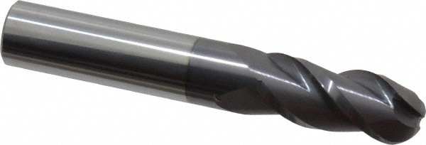 Accupro 12184387 Ball End Mill: 0.4375" Dia, 1" LOC, 3 Flute, Solid Carbide 