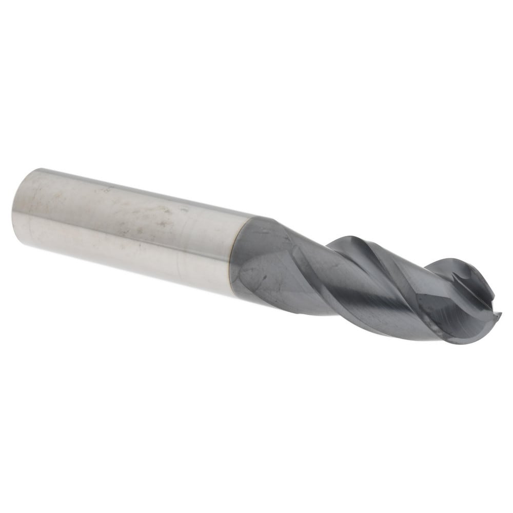 Ball End Mill: 0.5625" Dia, 1.25" LOC, 3 Flute, Solid Carbide