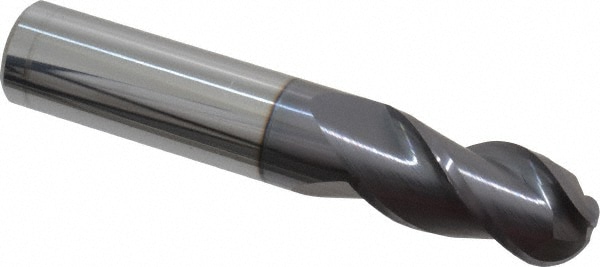 Ball End Mill: 0.625" Dia, 1.25" LOC, 3 Flute, Solid Carbide