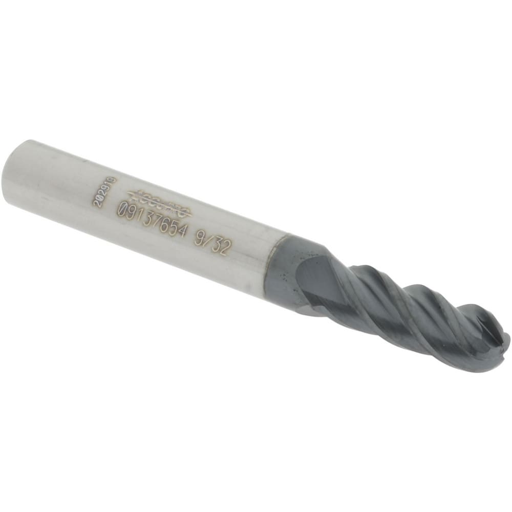 Accupro 12184627 Ball End Mill: 0.2813" Dia, 0.75" LOC, 4 Flute, Solid Carbide 