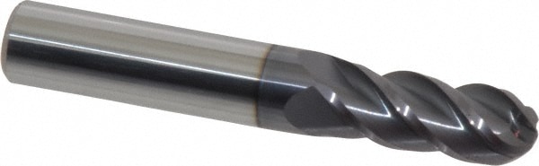 Accupro 12184660 Ball End Mill: 0.4063" Dia, 1" LOC, 4 Flute, Solid Carbide 