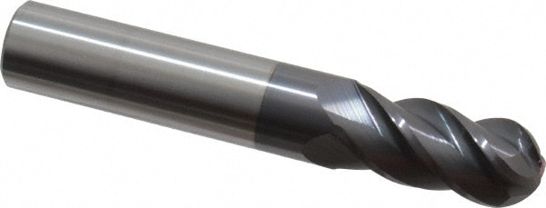 Accupro 12184681 Ball End Mill: 0.4844" Dia, 1" LOC, 4 Flute, Solid Carbide 