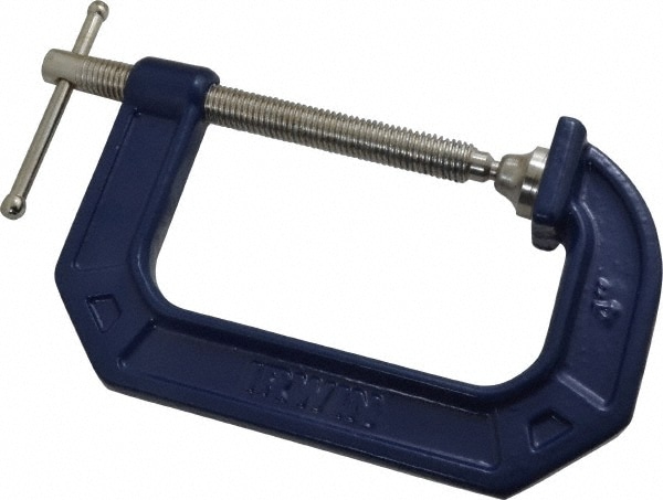 C-Clamp: 4" Max Opening, 3" Throat Depth, Regular-Duty, Cast Iron Body