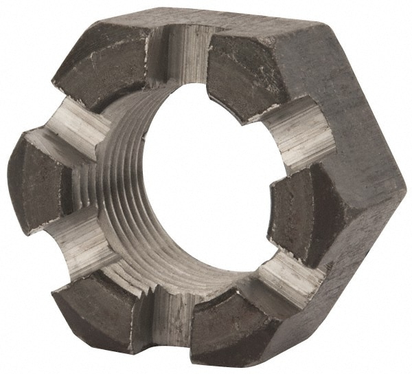 Hex Lock Nut: 1-1/8-12, Grade 2 Steel, Uncoated