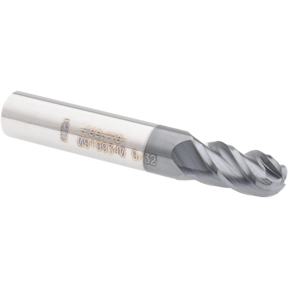 Accupro 12184789 Ball End Mill: 0.2813" Dia, 0.5" LOC, 4 Flute, Solid Carbide 