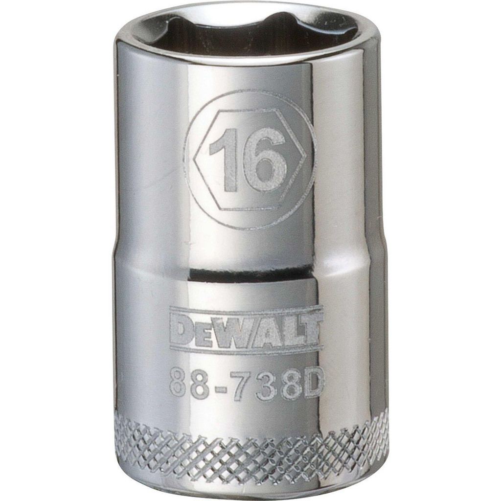 DeWALT Standard Hand Socket: 1/2" Drive, 16.00 mm Socket, 6-Point - Chrome Finish | 4-Pack | Part #DWMT88738OSP