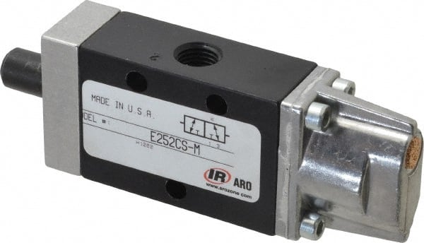 ARO/Ingersoll-Rand E252CS Mechanically Operated Valve: 3-Way, Cam Stem/Spring Actuator, 1/4" Inlet, 1/4" Outlet, 2 Position 