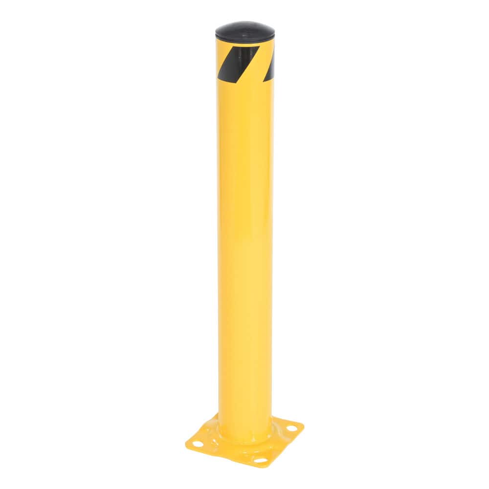 Pipe Safety Bollard: 4-1/2" Dia, 36" High, Yellow, Steel